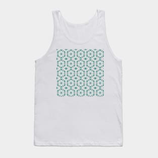 Vintage Tiles Pattern Blue and Grey Tank Top